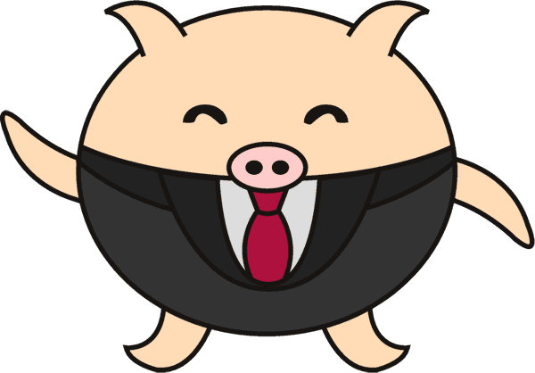 Buta, a pig mascot wearing a business suit